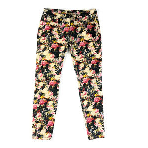 UO BDG Black & Yellow Floral Print Skinny Jeans